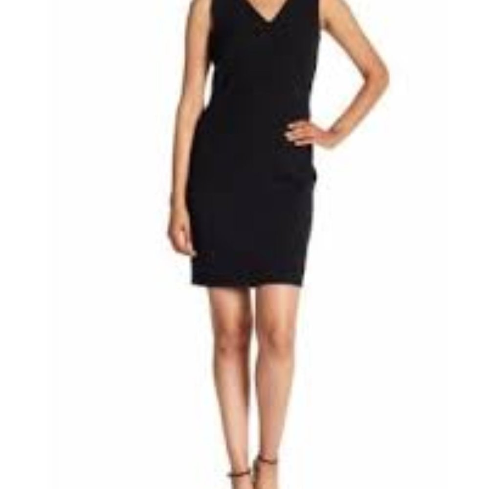 Elie Tahari Black Sleeveless Crepe Sheath Dress 6